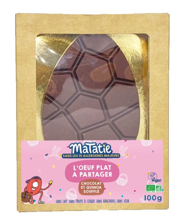 Huevo plano de chocolate con quinoa sin alérgenos Matatie