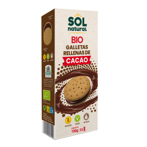 Galletas rellenas de cacao BIO Sin Gluten – Sol Natural